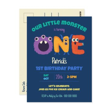 alphabet monsters 1st birthday our little monster postinvitations
