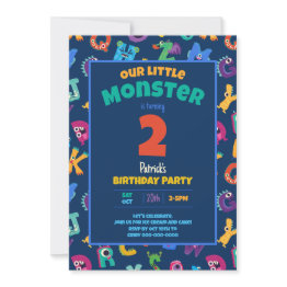 Small Alphabet Monsters Birthday Little Monster Add Age Invitation Front View