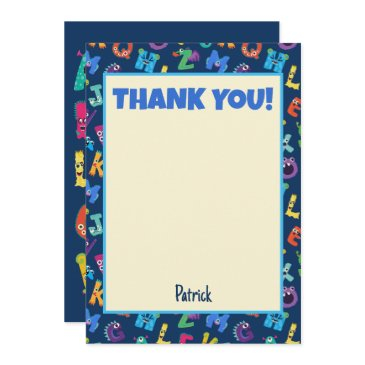 alphabet monsters birthday party abc thank you invitation