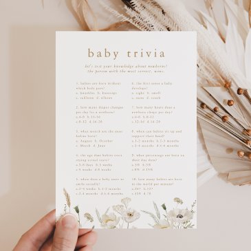 alyssa boho flower baby shower trivia game invitations