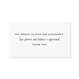Small Alzheimer's Dementia Patience Kindness Information Business Invitations Front View