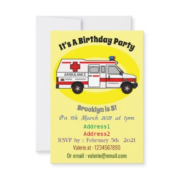 ambulance cartoon illustration invitation
