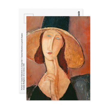 amedeo modigliani - jeanne hebuterne in large hat postinvitations
