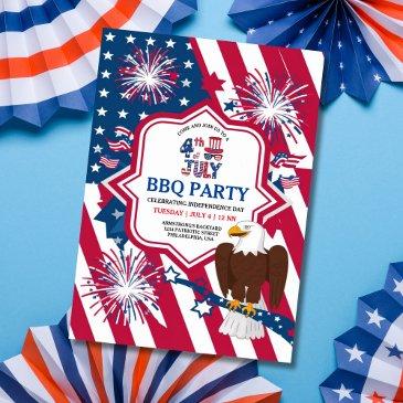 american eagle 4th of july independence day party invitation