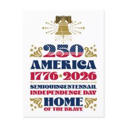 Small America's 250th Anniversary Independence Day Holiday Postinvitations Front View