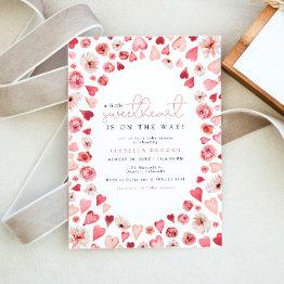Small Amore Little Sweetheart Valentines Day Baby Shower Invitation Front View