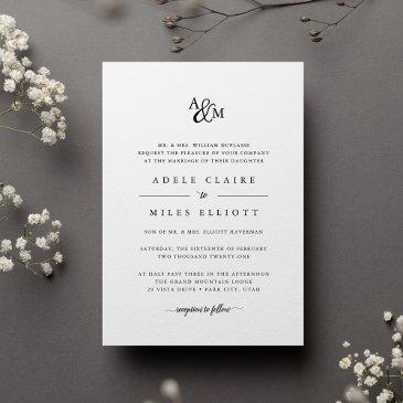 ampersand monogram wedding invitation