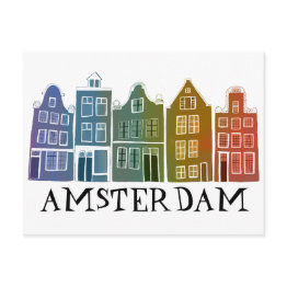 Small Amsterdam Holland Canal Houses Travel Colorful Postinvitations Front View