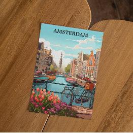 Small Amsterdam Holland Canal View Postinvitations Front View