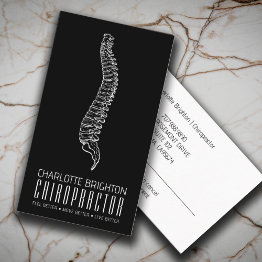 Small Anatomical Spine Chiropractor Black Appointment & Business Invitations Front View