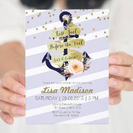 Small Anchor Nautical Bridal Shower Invitation Front View