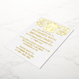 Small Ancient Egypt King Tut Themed Custom Party Foil Invitation Front View