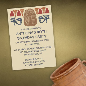 ancient egypt king tut themed custom party invitation