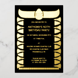 Small Ancient Egyptian Scarab Beetle Custom Foil Invitation Front View