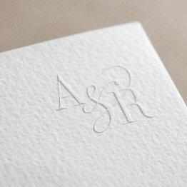 Small Andrea Monogram Elegant Formal Classic Wedding Embosser Front View