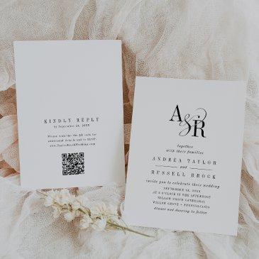 andrea qr code classic elegant chic unique wedding invitation
