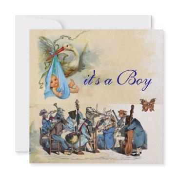 animal farm orchestra / blue stork boy baby shower invitation