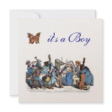 animal farm orchestra butterfly boy baby shower invitation