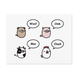 Small Animal Noises Postinvitations Front View