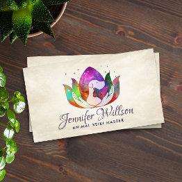 Small Animal Reiki Healing Watercolor Art Business Invitations Front View