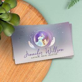 Small Animal Reiki Healing Watercolor Art Business Invitations Front View