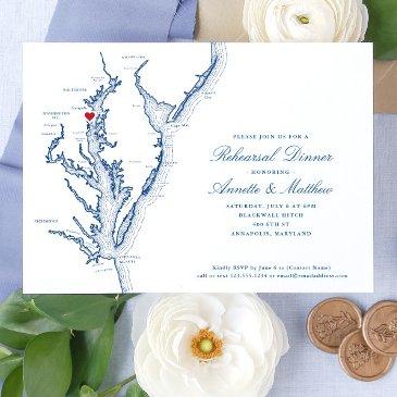 annapolis chesapeake bay map navy rehearsal dinner invitation