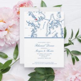 Small Annapolis Kent Island Map Navy Rehearsal Dinner Invitation Front View