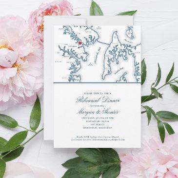 annapolis kent island map navy rehearsal dinner invitation