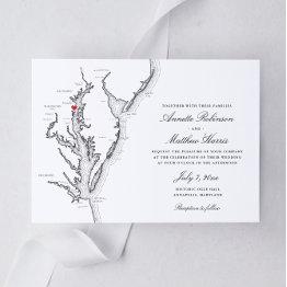Small Annapolis Maryland Elegant Black And White Wedding Invitation Front View