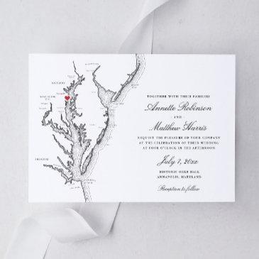 annapolis maryland elegant black and white wedding invitation