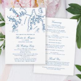 Small Annapolis Maryland Elegant Wedding Program Front View
