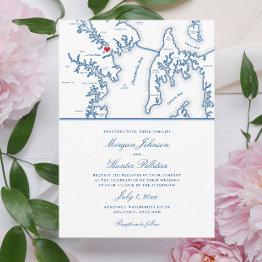 Small Annapolis Maryland Map Elegant Navy Wedding Invitation Front View