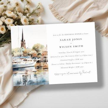 annapolis maryland watercolor rehearsal dinner invitation
