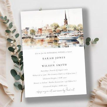 annapolis maryland watercolor rehearsal dinner invitation