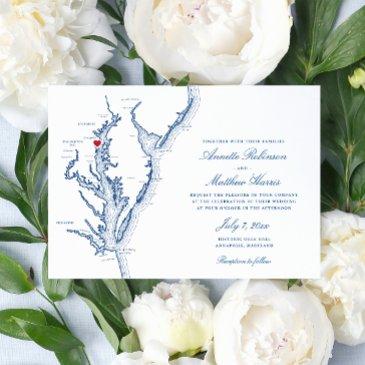 annapolis md chesapeake bay navy blue wedding invitation