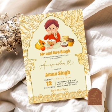 annaprashan indian baby boy rice feeding ceremony invitation