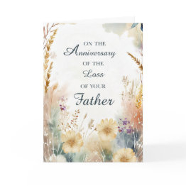 Small Anniversary Of The Loss Of Father With Wildflowers Invitations Front View