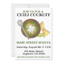 Small Annual Chili Cookoff Cook Off Charity Event Invitation Front View