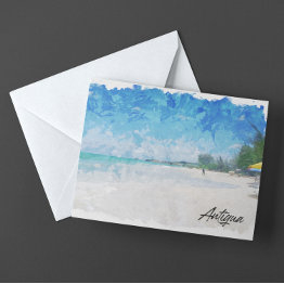Small Antigua Caribbean Island Tropical Panorama View Postinvitations Front View