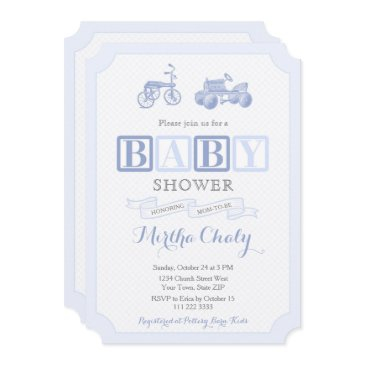 antique toys abc blocks timeless boy baby shower invitation