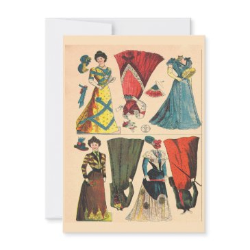 antique vintage victorian paper dolls clothes set invitation