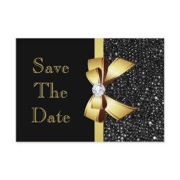 Small Any Age Birthday Save The Date Black And Gold Front View