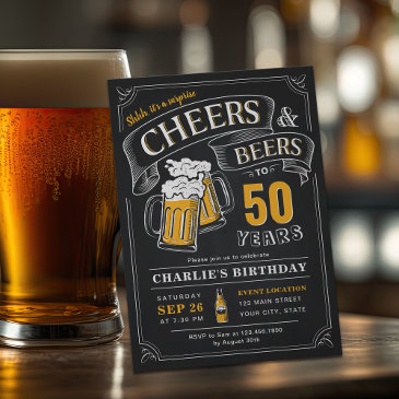 any age cheers and beers surprise birthday invitation