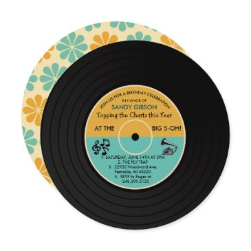 any age - retro vinyl record birthday invitation