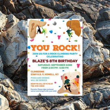 any age - rock climbing birthday invitation