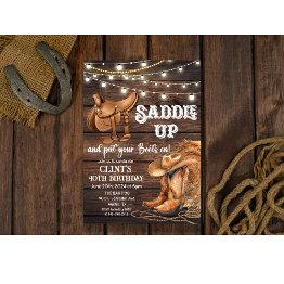 Small Any Age - Saddle Up Western Invitation Front View