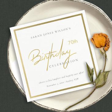 any age simple elegant gold typography birthday napkins