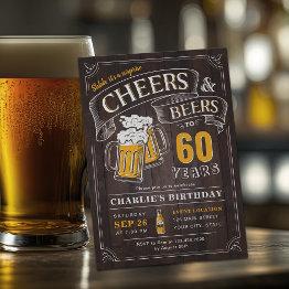 Small Any Age Wood Cheers And Beers Surprise Birthday Invitation Front View