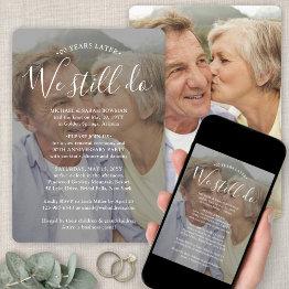 Small Any Anniversary 2 Photo & White Text We Still Do Invitation Front View
