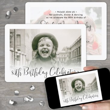 any birthday 2 photo modern trendy script party invitation